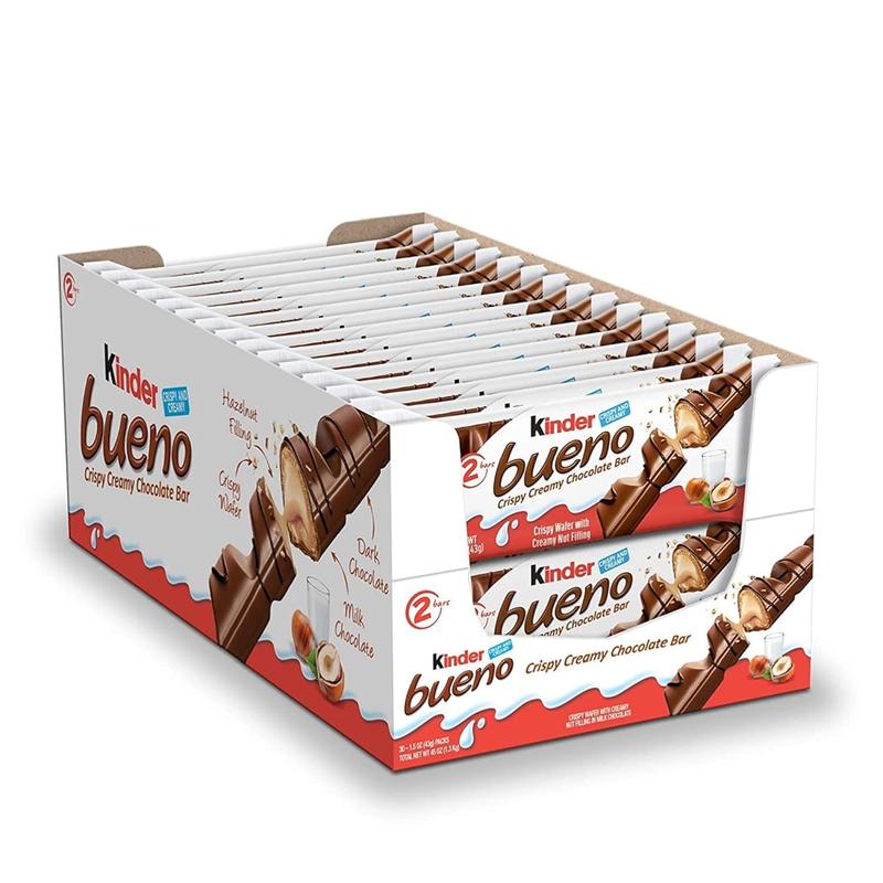 Kinder Bueno млечен шоколад с лешников крем 30 x 43 г, Kinder Bueno White, кутия с 30 броя, шоколадови барчета. - Bild 4