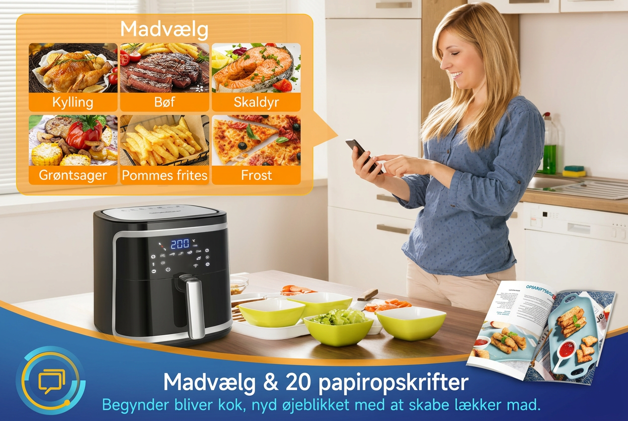 Oliefri airfryer XXL 7 liter, 1900 watt, smart model. - Image 2